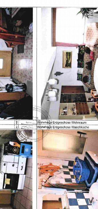 Innenansichten eines Einfamilienhauses in Heldburg: Wohnraum, Waschküche und weitere Räume mit Möbeln und Haushaltsgegenständen