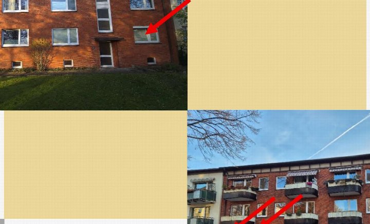 Außenansicht eines mehrstöckigen Backsteinhauses mit Fenstern, Eingang und Balkonen in Hamburg, Faberstraße 14
