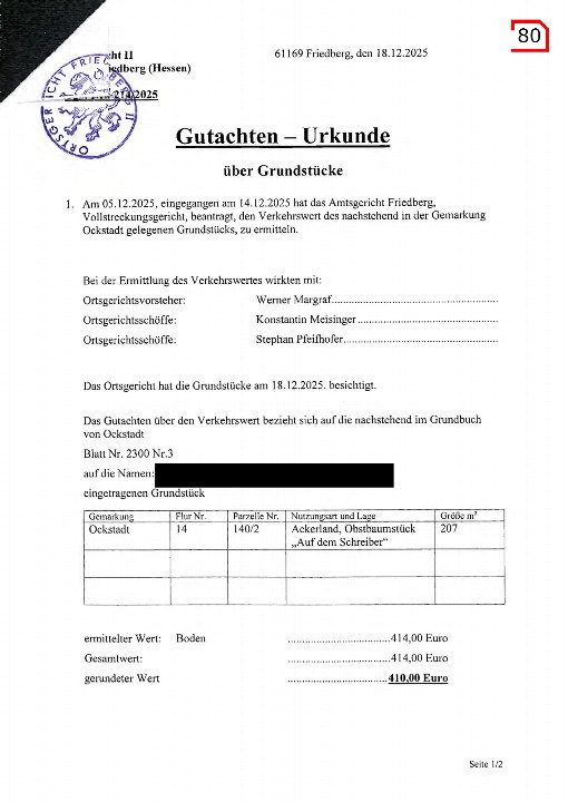 Textseite — Land- und forstwirtschaftlich genutztes Grundstück in Friedberg (Hessen)