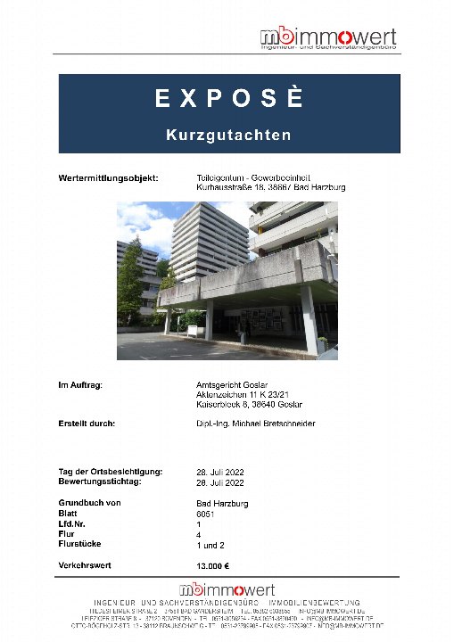 Textseite — Gewerbeeinheit (z.B. Laden, Büro) in Bad Harzburg