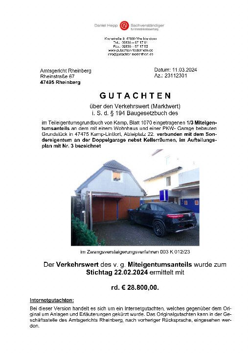Textseite — Garage in Kamp-Lintfort