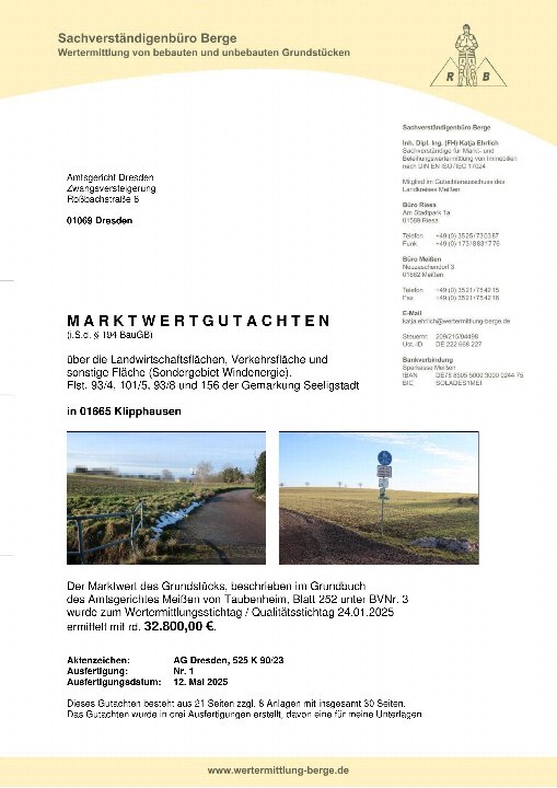 Textseite — Land- und forstwirtschaftlich genutztes Grundstück in Klipphausen