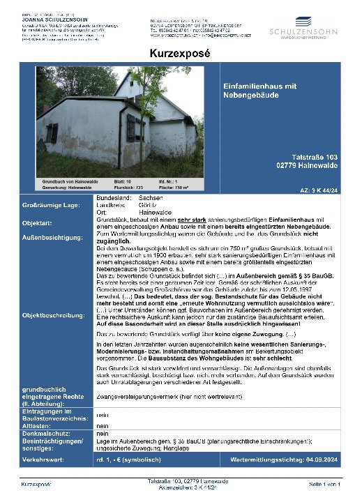 Textseite — Einfamilienhaus in Hain