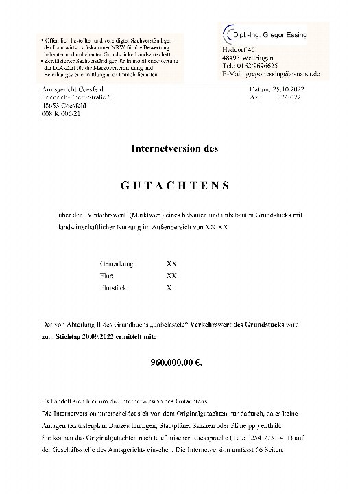 Textseite — Land- und forstwirtschaftlich genutztes Grundstück in Rosendahl