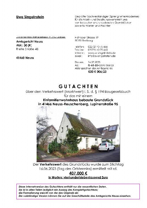 Textseite — Einfamilienhaus in Neuss-Reuschenberg