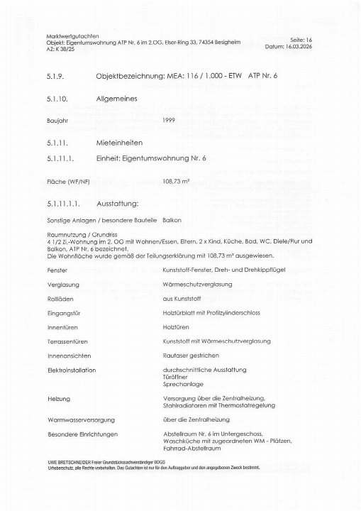 Textseite — Eigentumswohnung in Besigheim