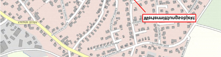 Lagekarte von Gudensberg mit markierter Straßenlage und Grundstücksposition, roter Pfeil und Kasten auf der Karte