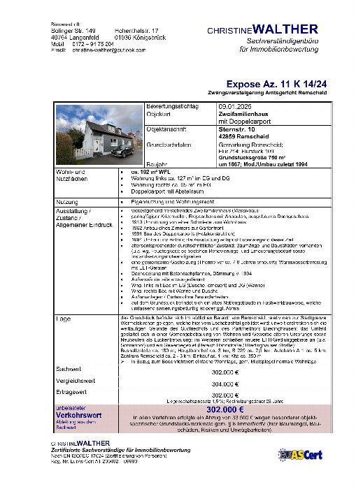 Textseite — Zweifamilienhaus in Remscheid