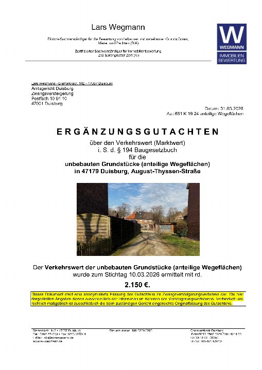 Textseite — Garage in Duisburg-Wehofen