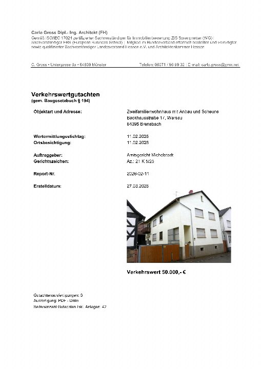 Textseite — Zweifamilienhaus in Brensbach