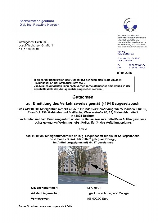Textseite — Eigentumswohnung in Bochum-Wiemelhausen