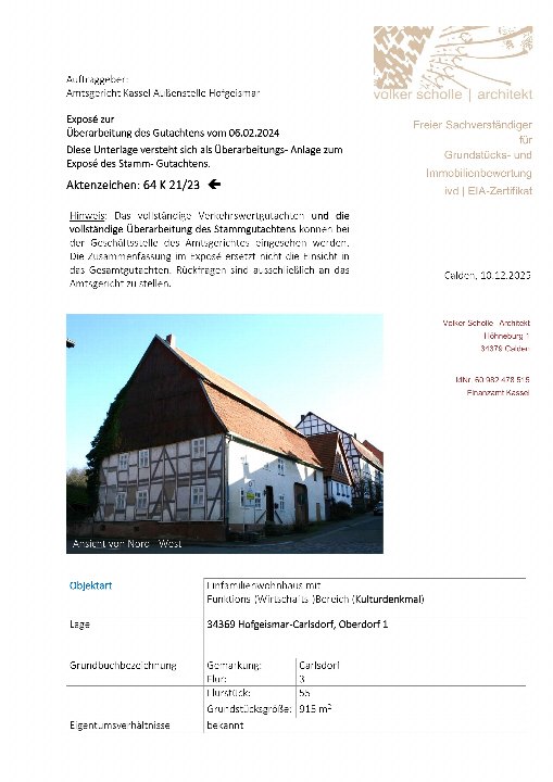 Textseite — Einfamilienhaus in Hofgeismar