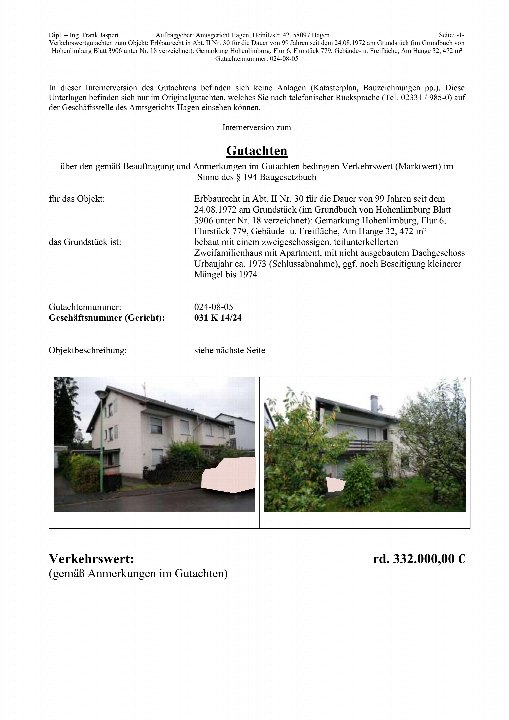 Textseite — Garage in Hagen