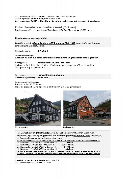 Textseite — Unbebautes Grundstück in Wildemann