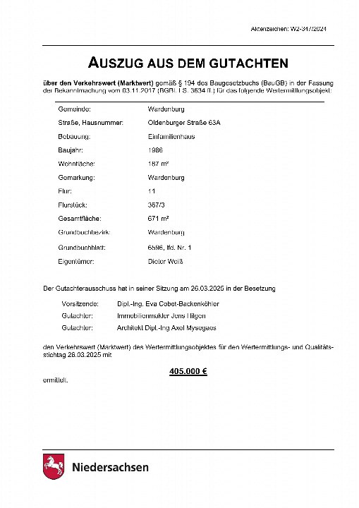 Textseite — Einfamilienhaus in Wardenburg