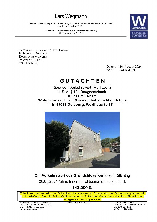 Textseite — Garage in Duisburg-Hochfeld