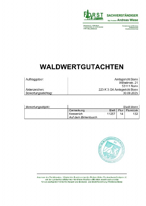 Textseite — Land- und forstwirtschaftlich genutztes Grundstück in Musterstadt