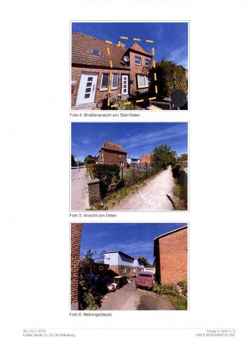 Außenansicht einer Doppelhaushälfte in Oldenburg/Holstein, Göhler Straße 35, aus Süd-Osten, Osten und Nebengebäude