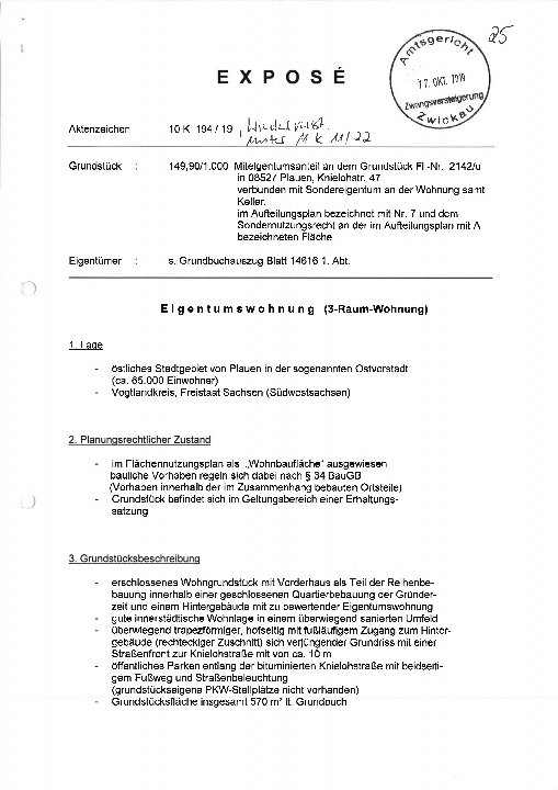 Textseite — Eigentumswohnung in Plauen