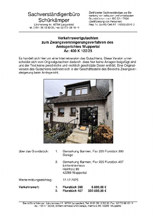 Textseite — Einfamilienhaus in Wuppertal