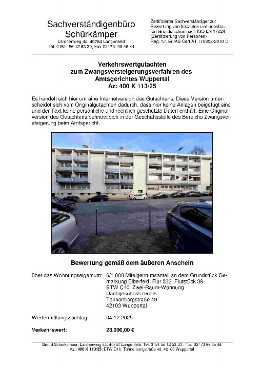 Textseite — Eigentumswohnung in Wuppertal