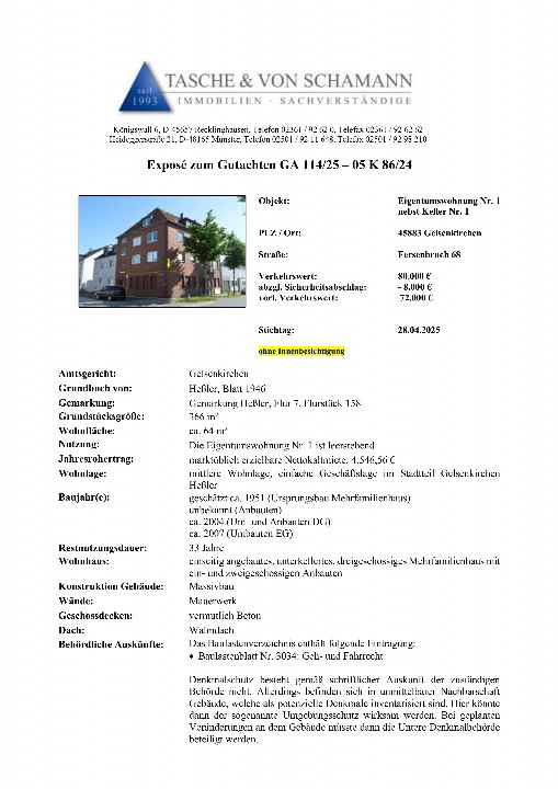 Textseite — Eigentumswohnung in Gelsenkirchen-Heßler