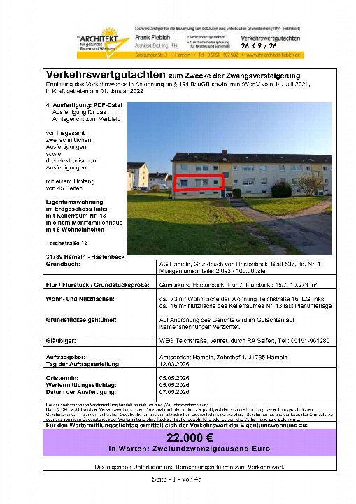 Textseite — Eigentumswohnung in Hameln