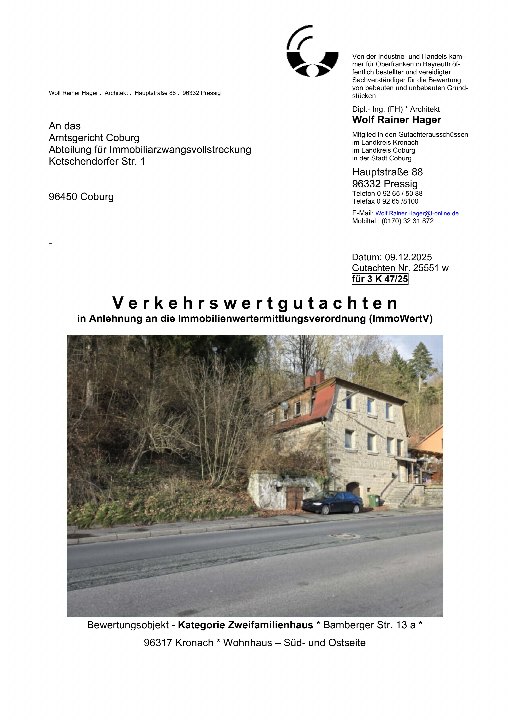 Textseite — Zweifamilienhaus in Kronach