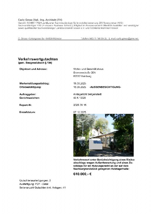 Textseite — Gewerblich genutztes Grundstück in Hainburg