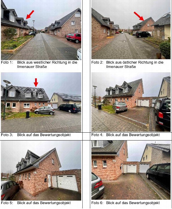 Mehrfachansicht eines Einfamilienhauses in der Ilmenauer Straße 17, Weeze, mit Fassade, Dachgauben, Garage und Vorgarten aus verschiedenen Winkeln