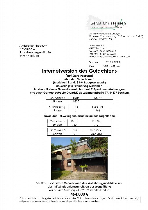 Textseite — Einfamilienhaus in Bochum