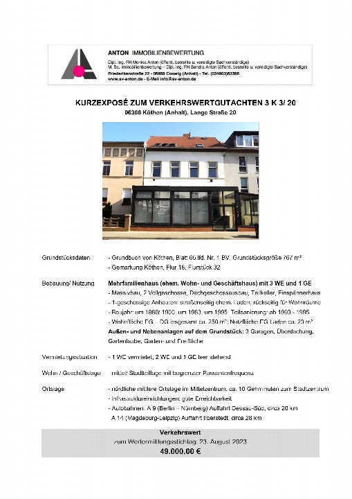 Textseite — Mehrfamilienhaus in Köthen (Anhalt)
