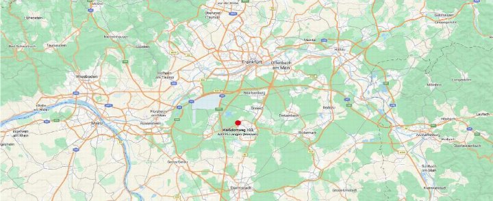 Lagekarte mit Markierung der Adresse Weißdornweg 103, 63225 Langen (Hessen) im Raum Frankfurt und Darmstadt