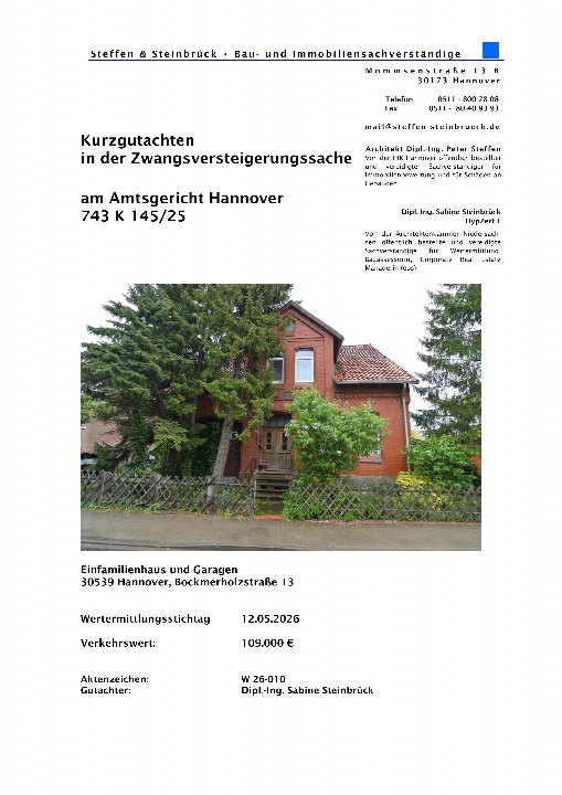 Textseite — Einfamilienhaus in Hannover