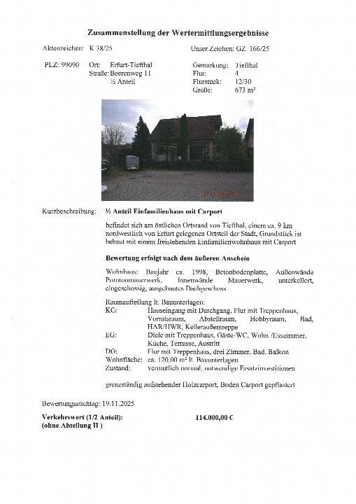 Textseite — Einfamilienhaus in Erfurt OT Tiefthal