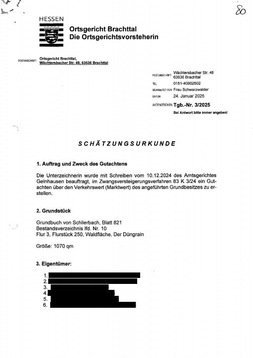 Textseite — Land- und forstwirtschaftlich genutztes Grundstück in Brachttal