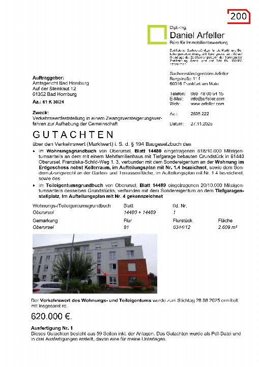 Textseite — Kfz-Stellplatz (Tiefgarage) in Oberursel