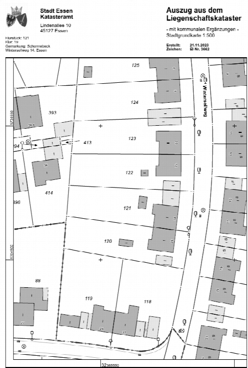 Flurkarte — Doppelhaushälfte in Essen, 45309