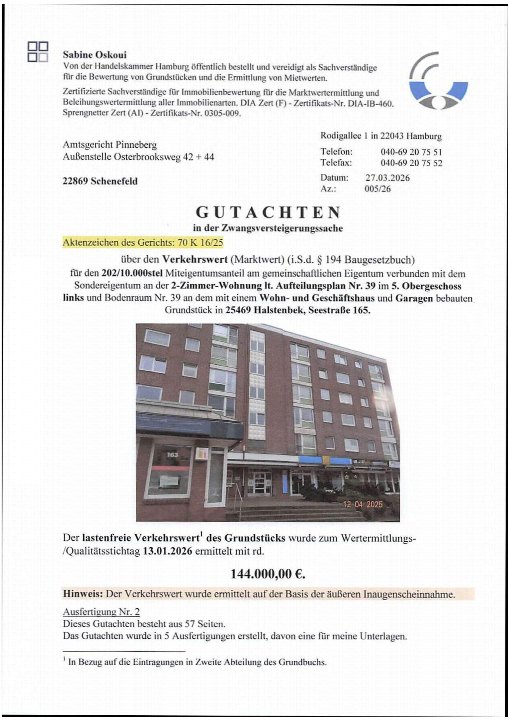 Textseite — Eigentumswohnung in Halstenbek