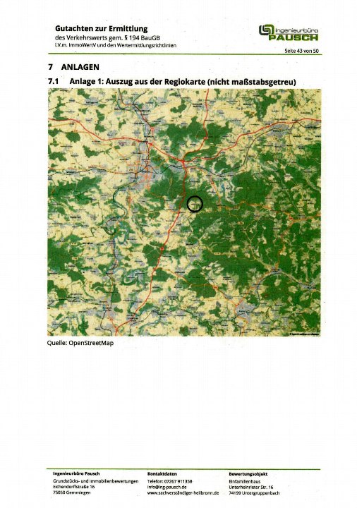 Lagekarte mit Ausschnitt aus der Regiokarte, markierter Standort des Einfamilienhauses in Untergruppenbach, Quelle: OpenStreetMap