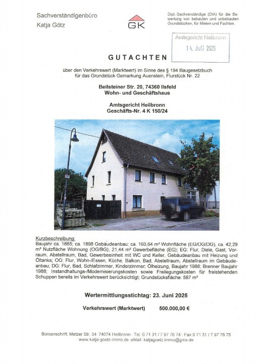 Textseite — Wohn-/Geschäftshaus in Ilsfeld-Auenstein