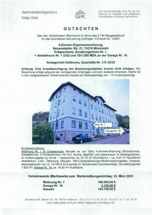 Textseite — Eigentumswohnung in Möckmühl (Züttlingen)