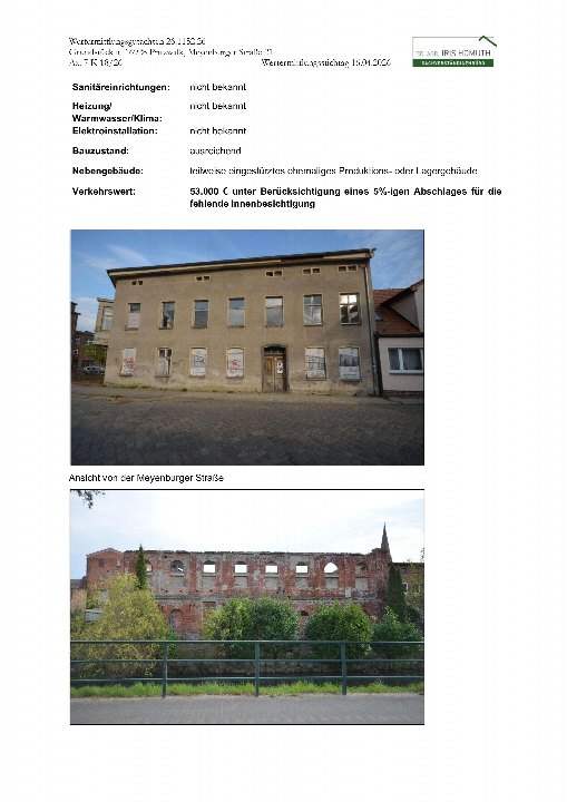 Textseite — Wohn-/Geschäftshaus in Pritzwalk