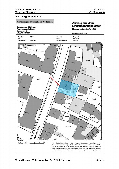 Textseite — Wohn-/Geschäftshaus in Magstadt
