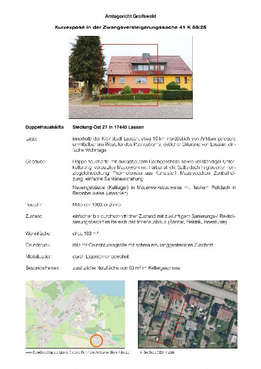 Textseite — Doppelhaushälfte in Lassan