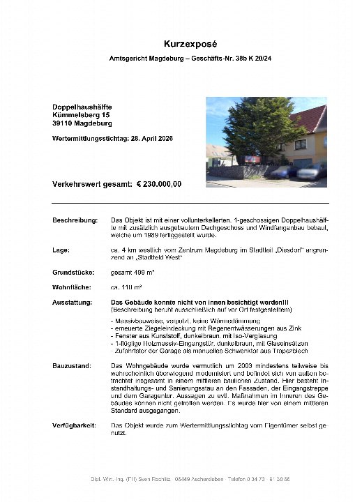 Textseite — Doppelhaushälfte in Magdeburg