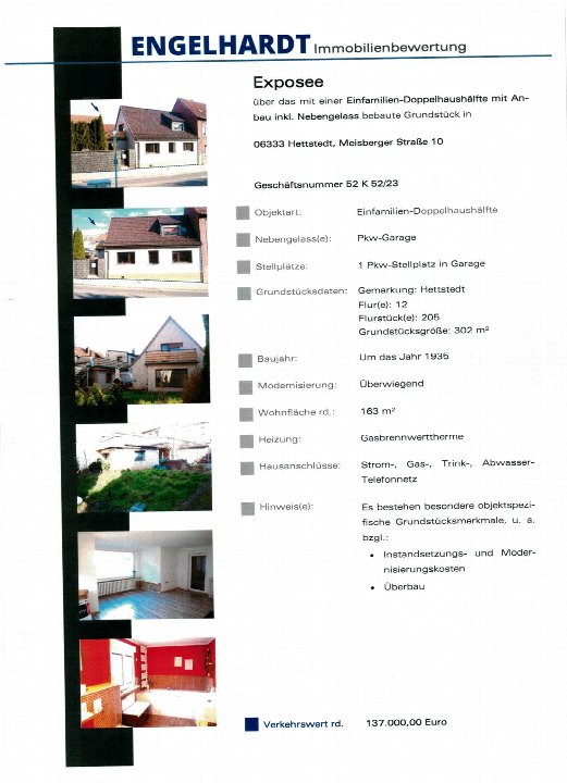 Textseite — Doppelhaushälfte in Hettstedt