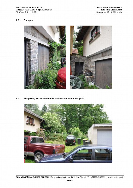 Garage/Stellplatz — Zweifamilienhaus in Lindlar Zwangsversteigerungsverfahren, Müllersommer 12