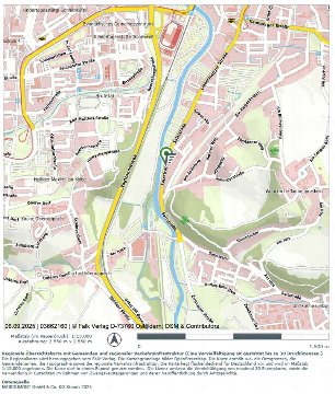 Lagekarte der Umgebung von Salzstraße 55 in Gera mit Straßen, Grünflächen und benachbarten Ortschaften