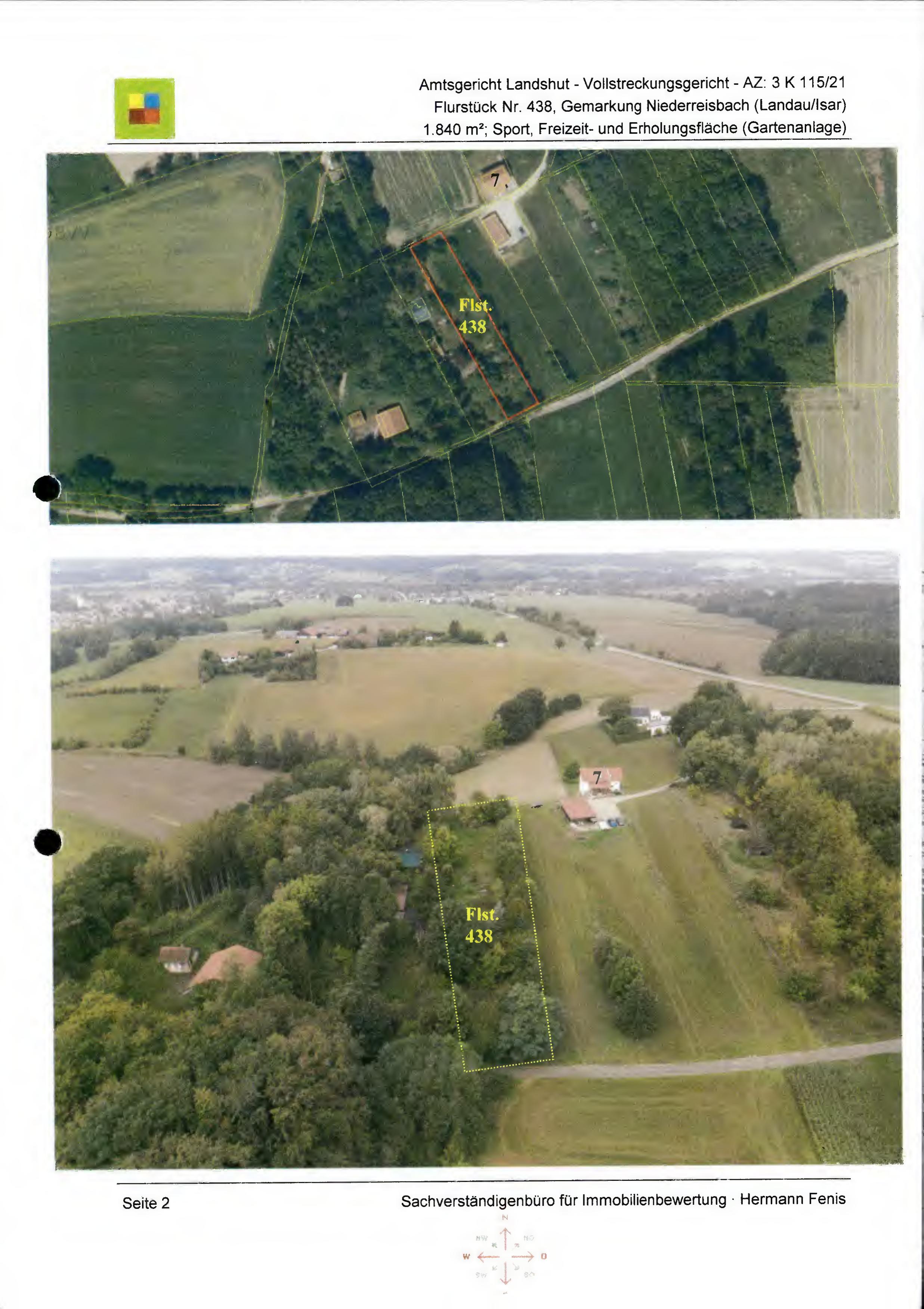 Luftbild — Unbebautes Grundstück in Niederreisbach, 94419